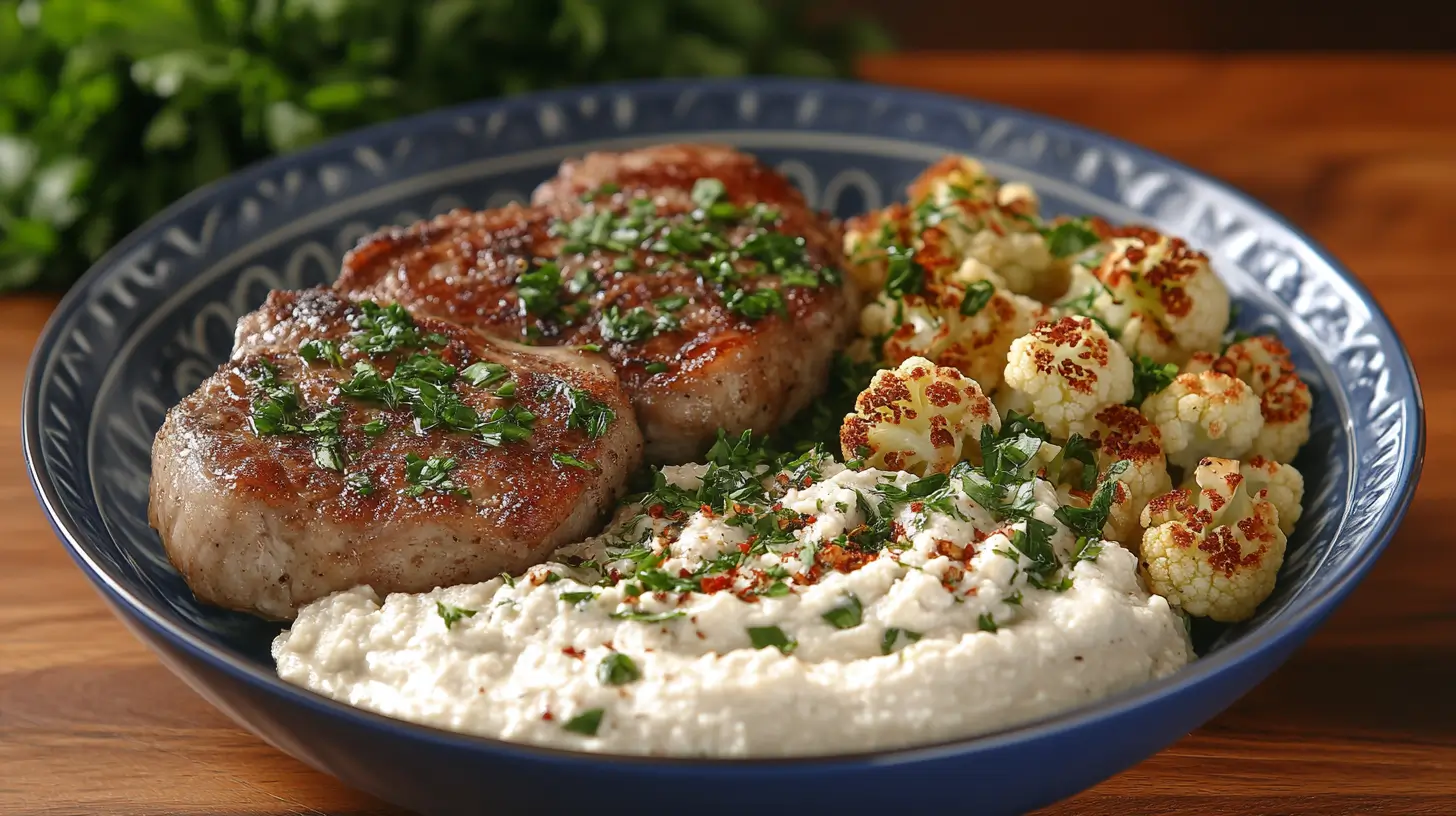 Pork Chops with Hummus and Roasted Cauliflower Post image