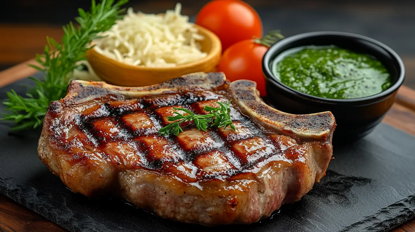 Pork Chops with Indian Green Chutney and Basmati Rice Post image