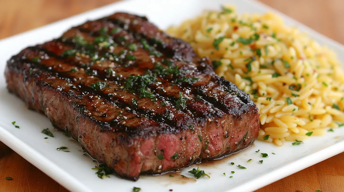 Pork Chops with Orzo, Spinach, and Garlic Post image