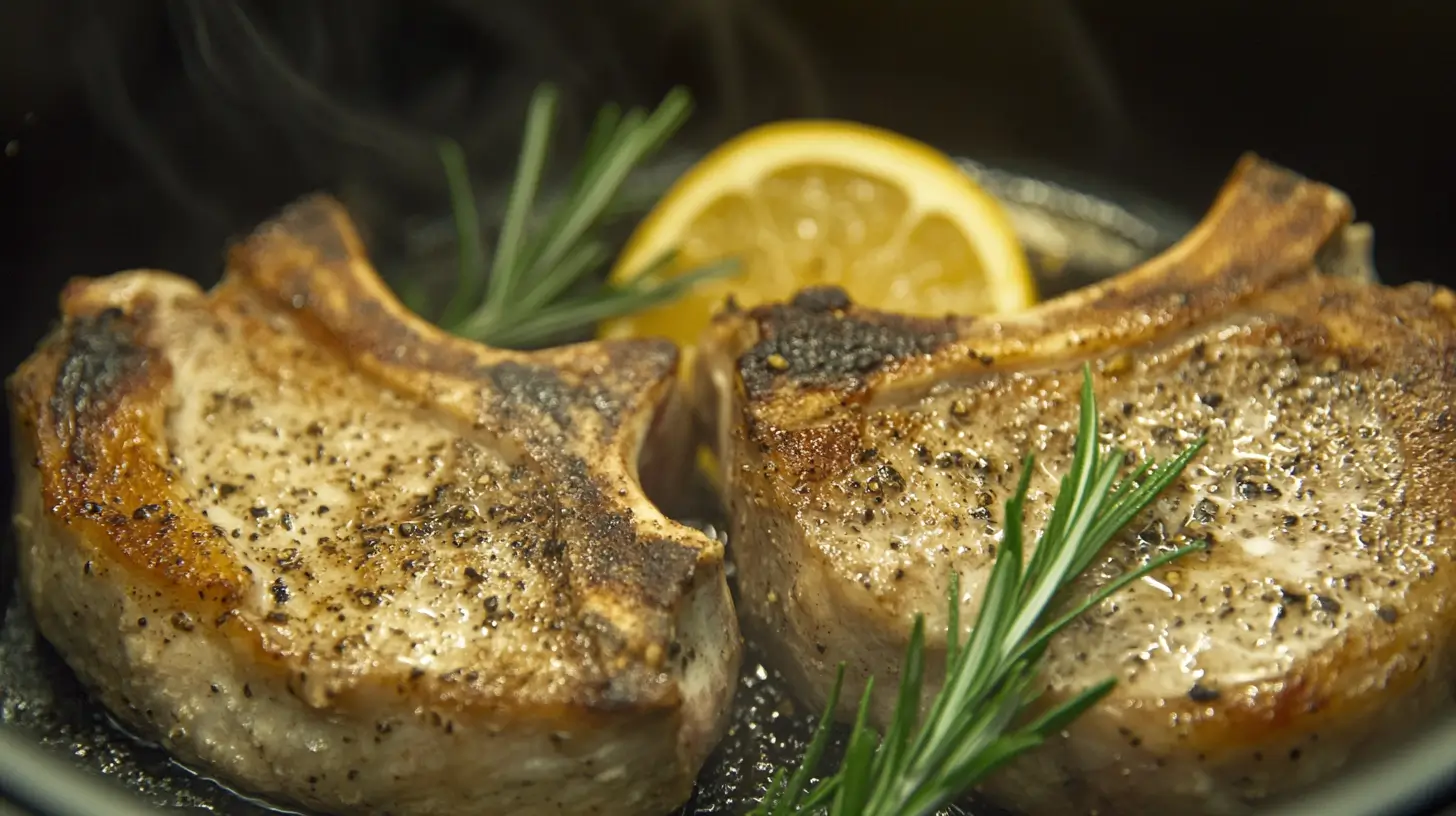Air Fryer Pork Chops with Lemon and Rosemary