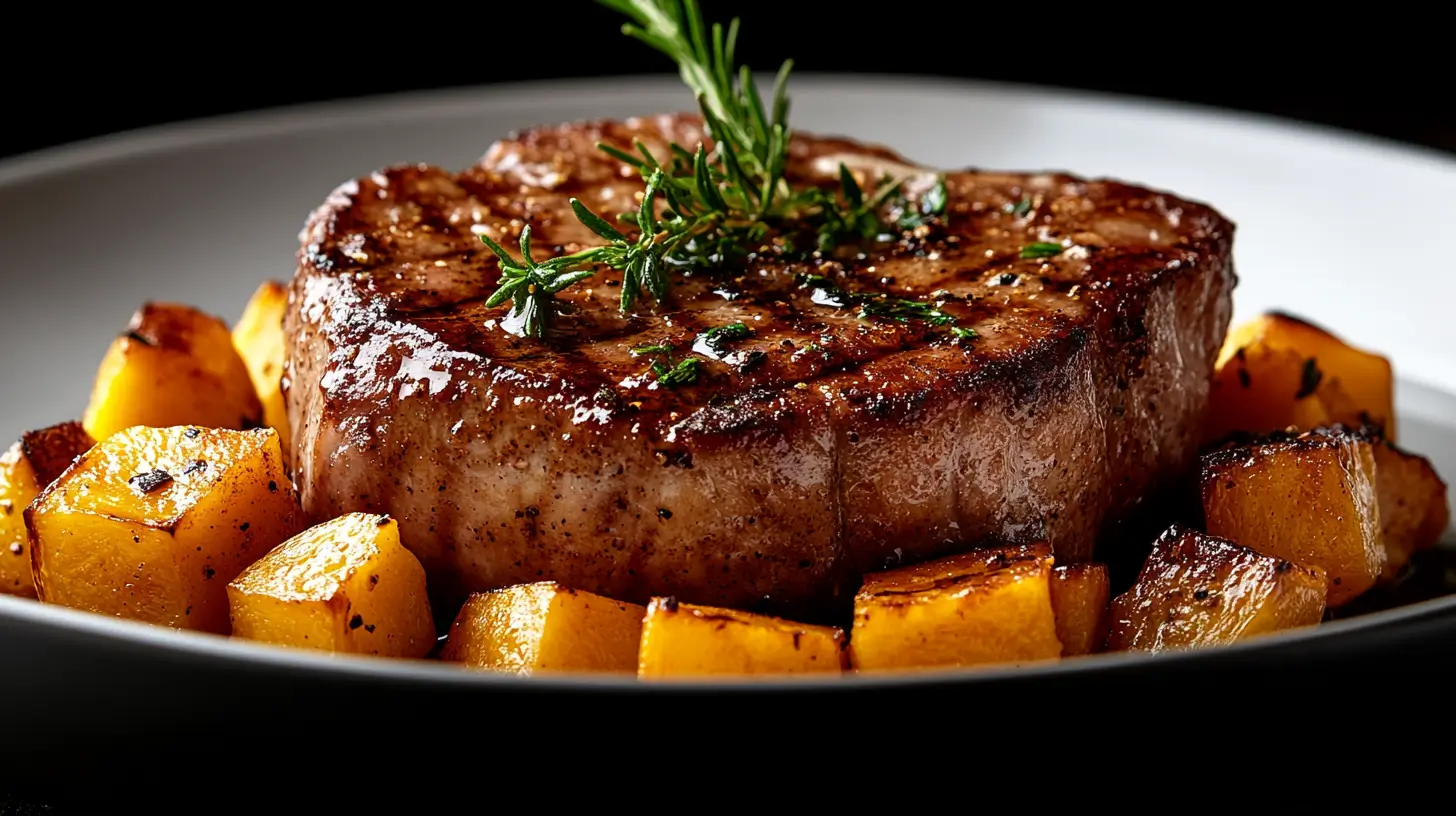 Pork Chops with Pumpkin Spice Rub and Roasted Squash