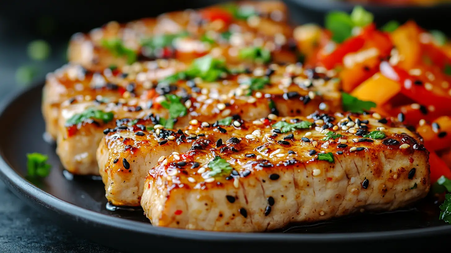 Pork Chops with Stir-Fried Veggies and Teriyaki Sauce