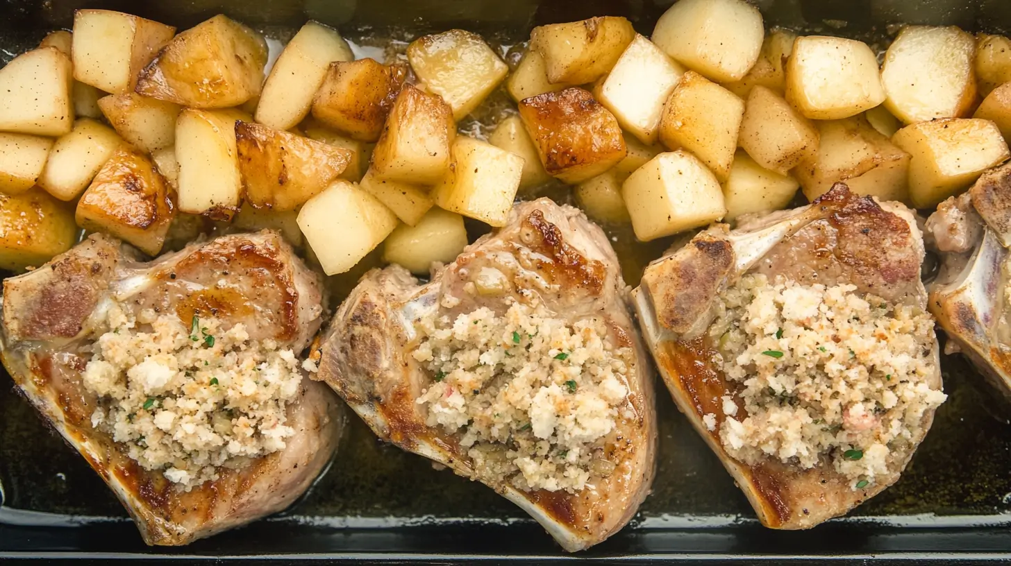 Slow Cooker Stuffed Pork Chops with Apple Stuffing