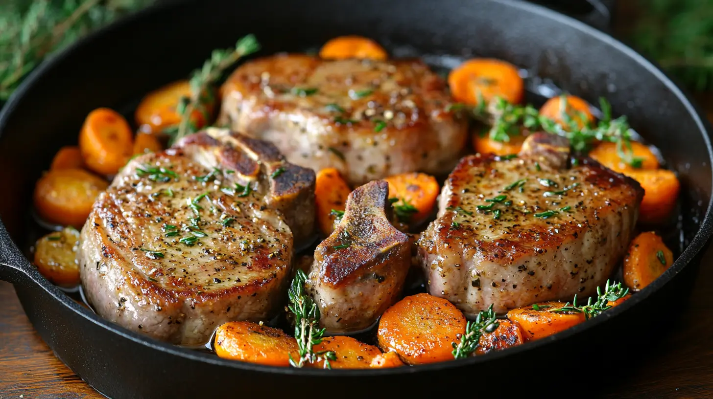 Weeknight Pork Chops with Balsamic Glaze and Carrots