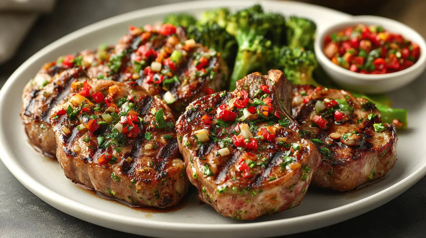 Char Siu Pork Chops with Roasted Chinese Broccoli