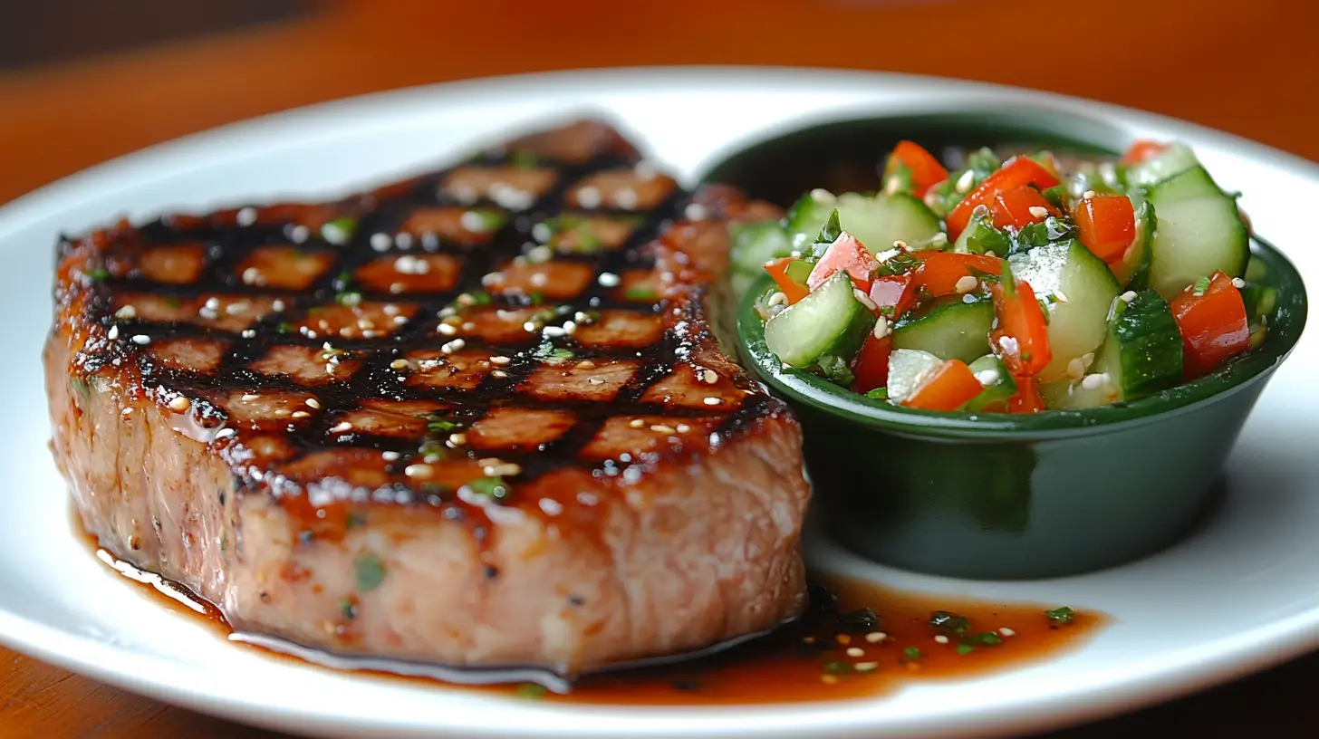 Miso-Marinated Pork Chops with Cucumber Salad