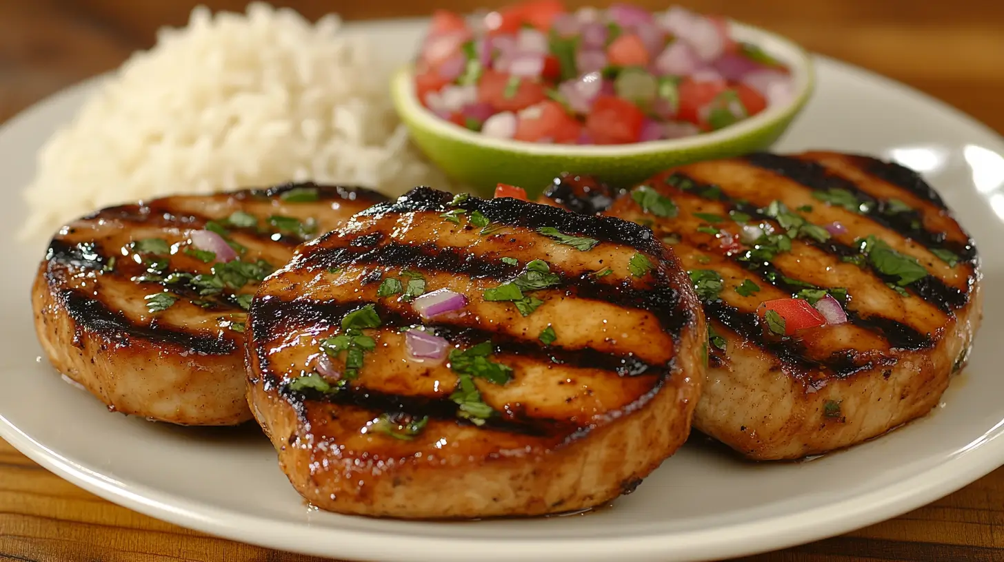 Pork Chops with Lime Butter and Mexican Rice Casserole