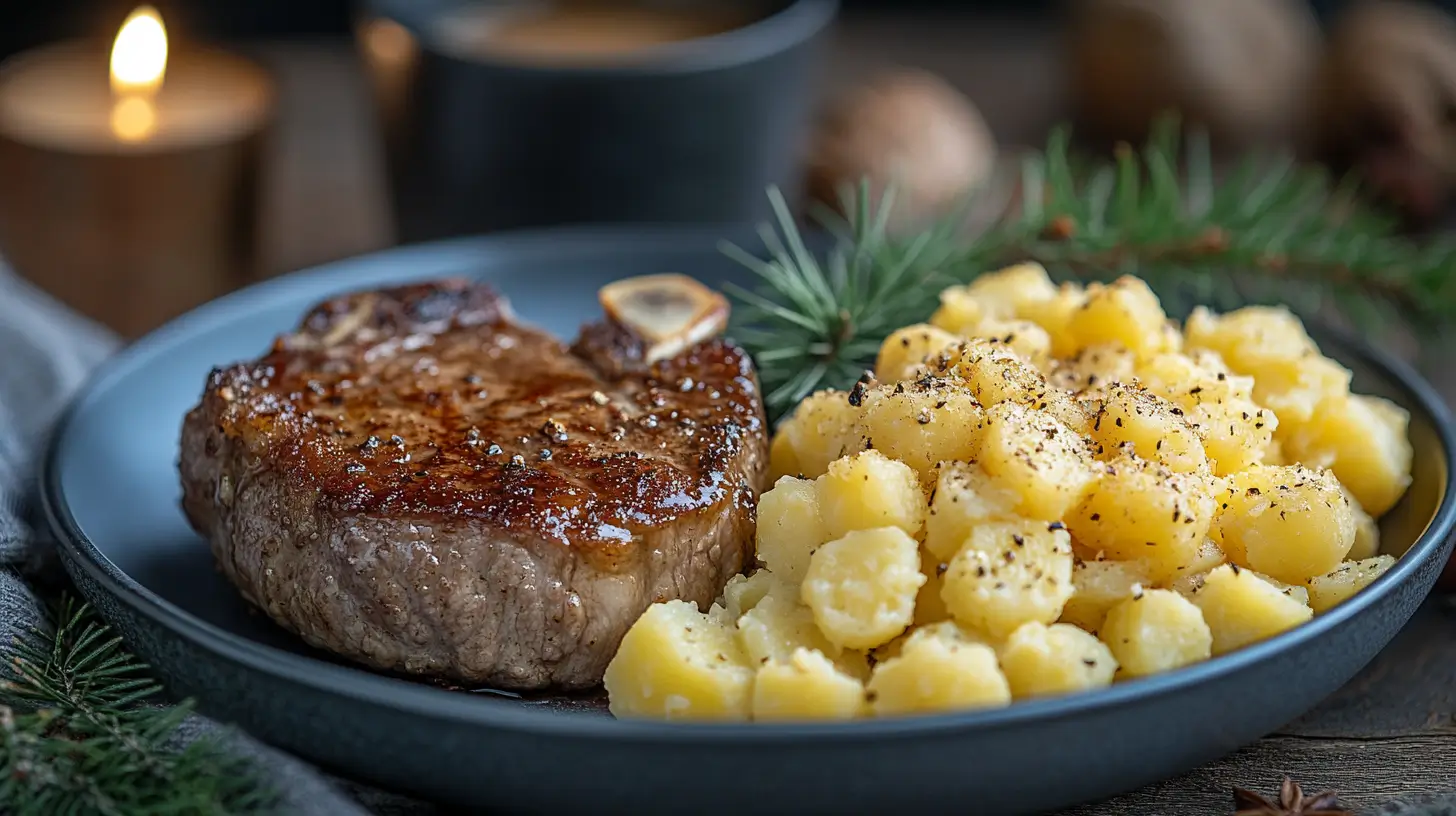 Smoked Pork Chops with Warm German Potato Salad